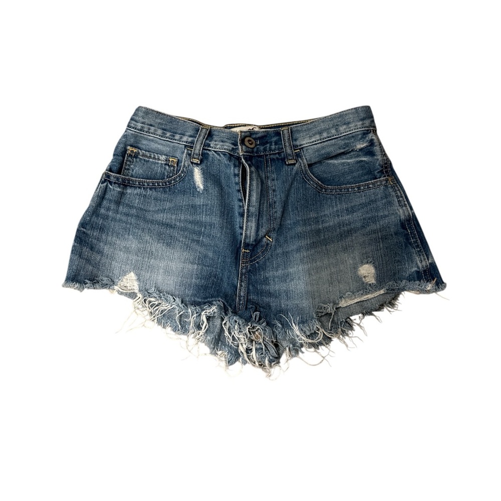 Preowned Hollister Blue Frayed Hem Jean Shorts size 25